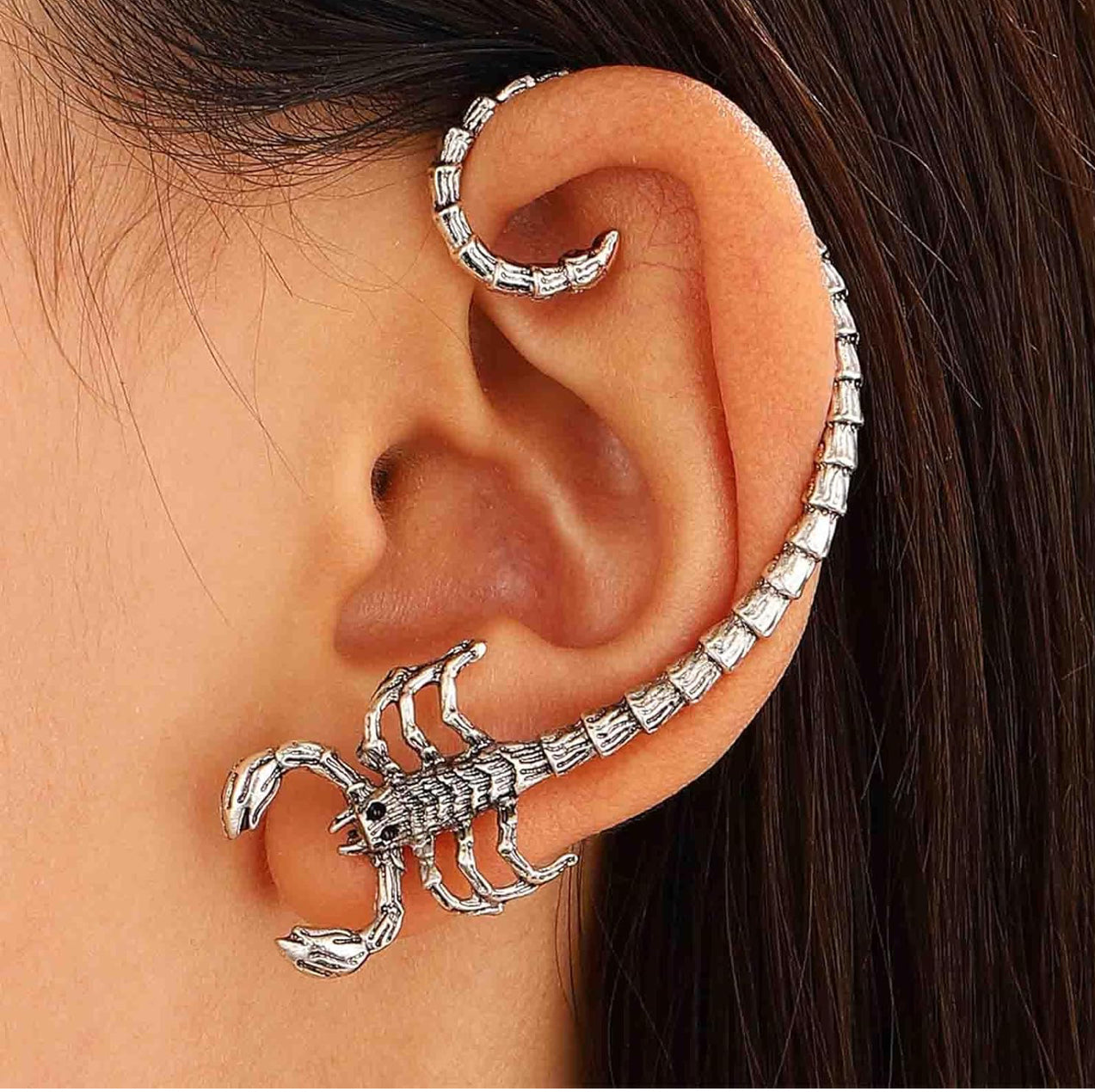 Sliver Scorpion Dangle Earrings