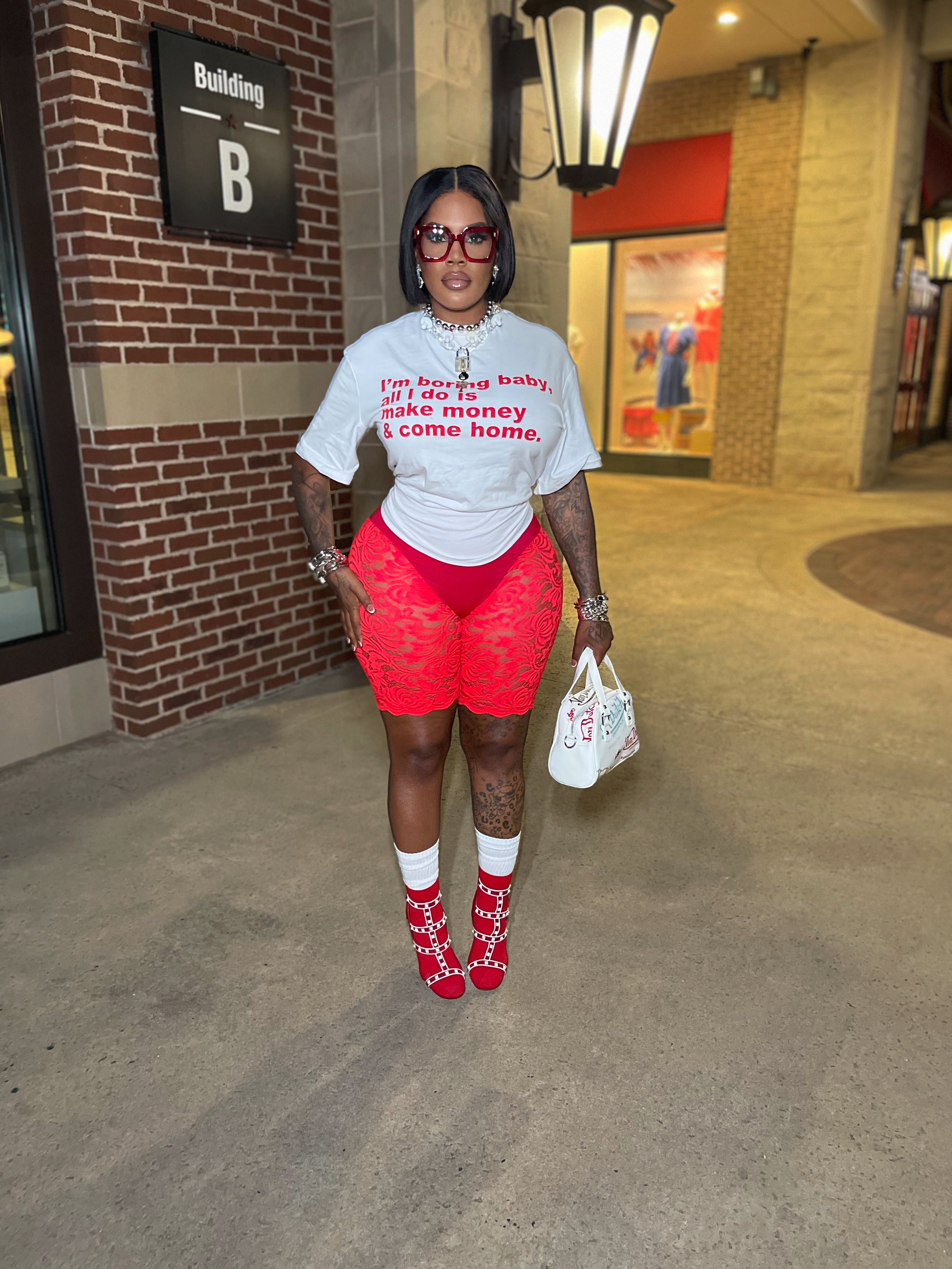 Red laced shorts