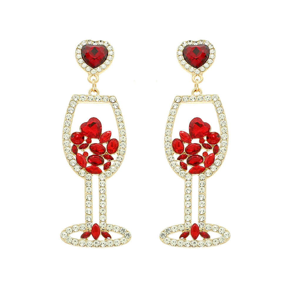 Wine glass earring ( With diamond not pearls)