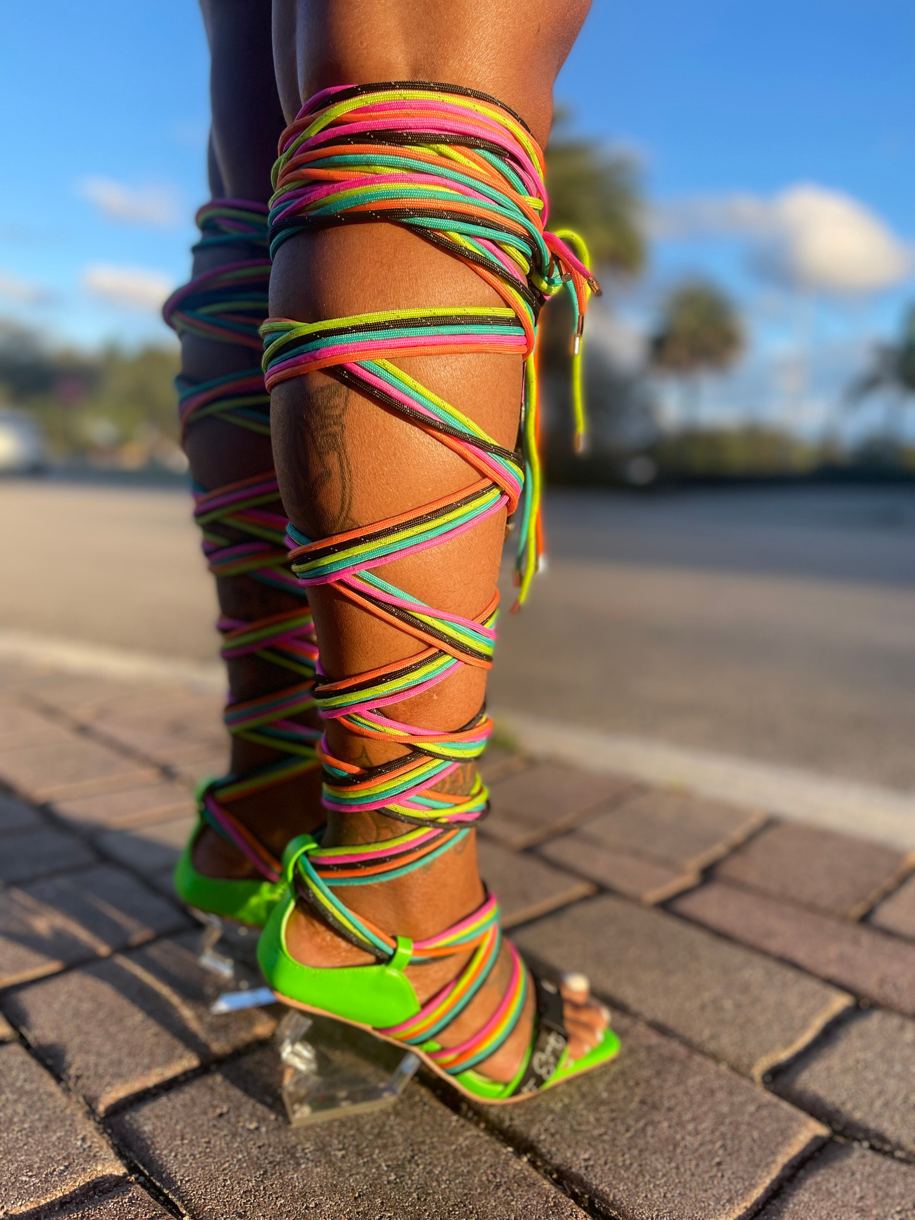 Neon laced up heels pre order 4/20