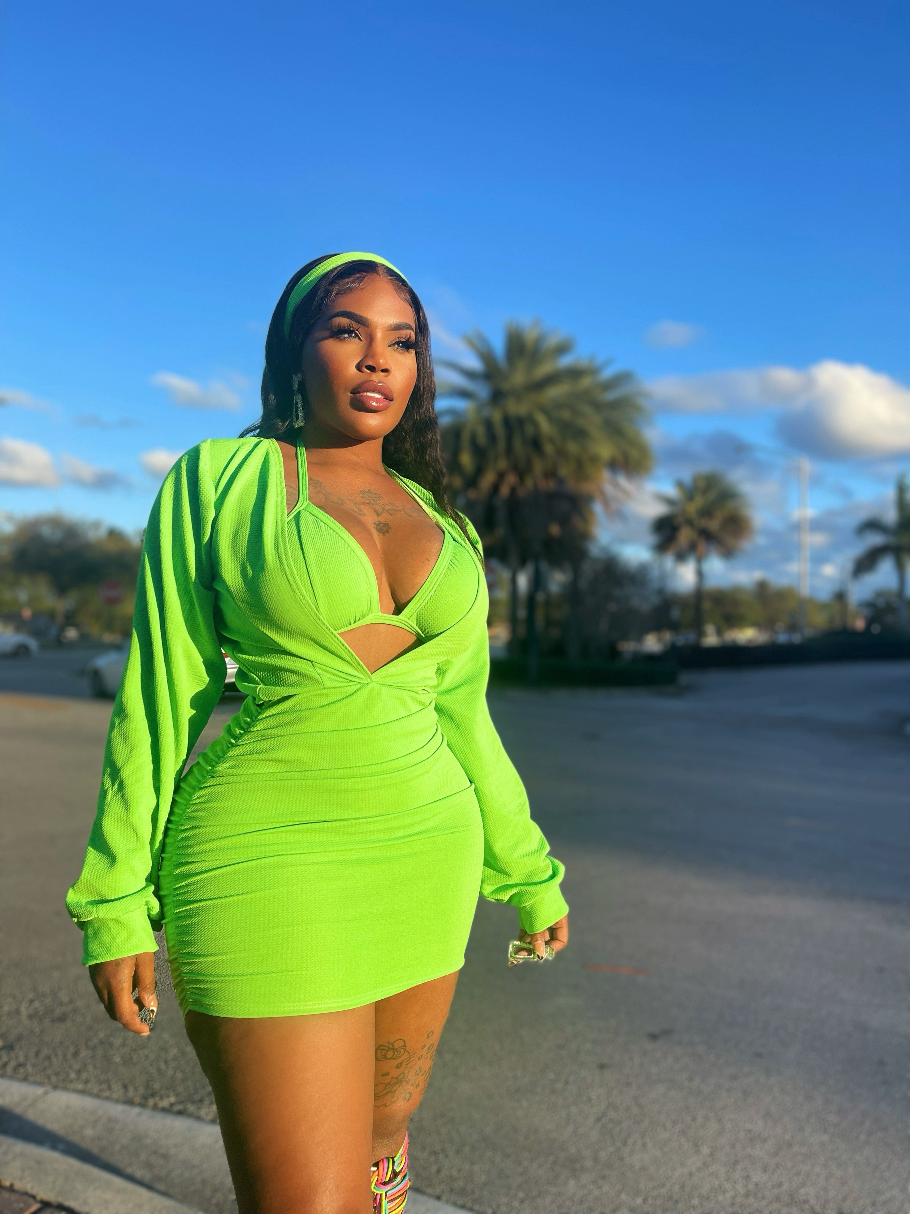 Lime green south beach dress