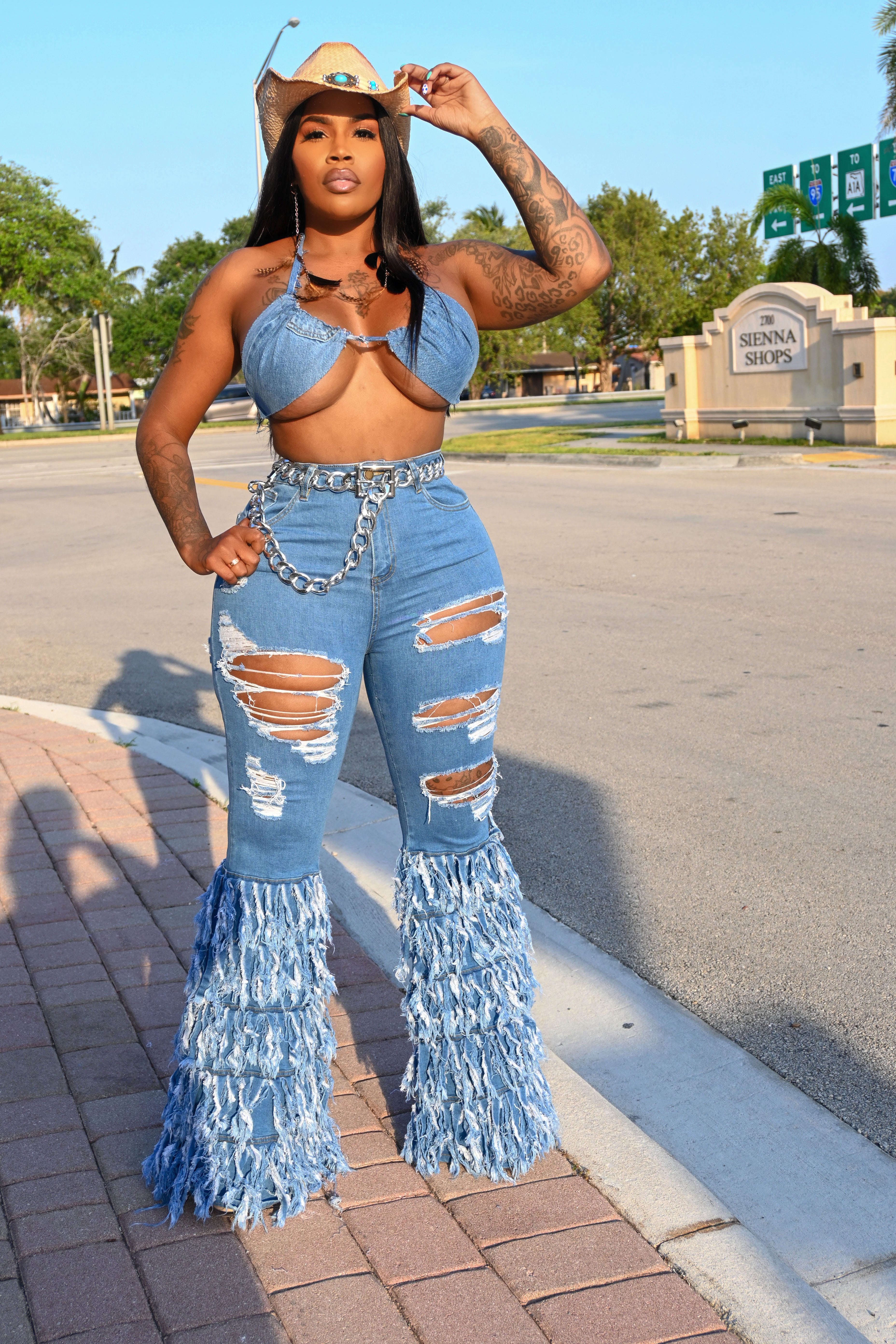Over distressed bell bottom jeans ONLY